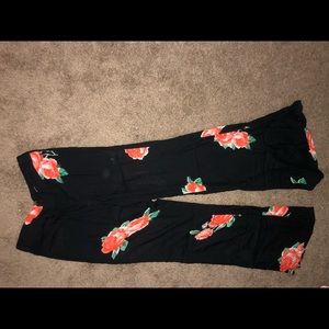 High waisted floral flare pants